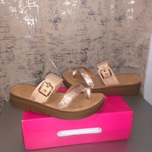 Rose gold diamond cream sandals